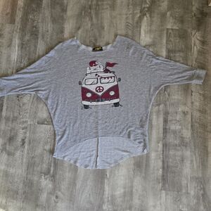 Gray Graphic Batwing Top